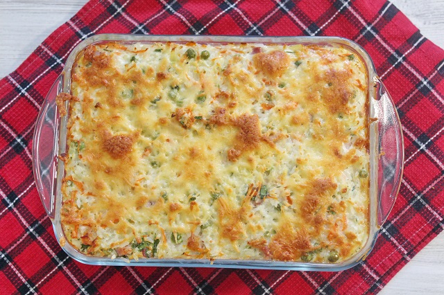 Рисовая запеканка с грудинкой и овощами. Рисовая запеканка с грудинкой и овощами.