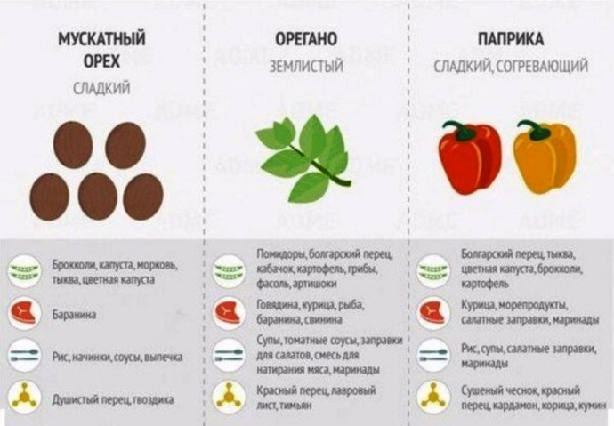 Шпаргалки - какие специи сочетать с какими продуктами